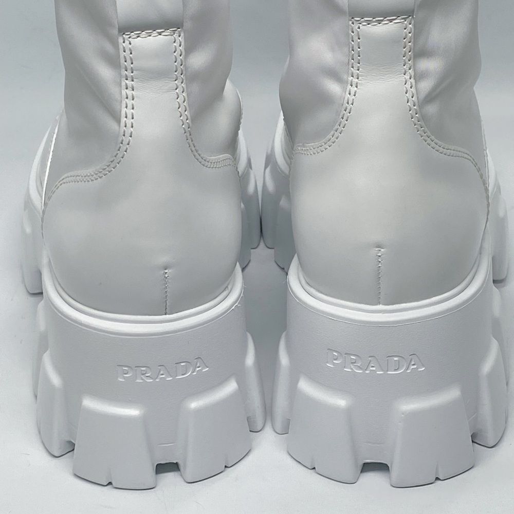 Prada Monolith Leather & Nylon Lug Sole Combat boots size 40 - Picture 6 of 13